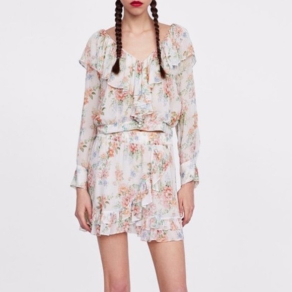 Zara Floral Ruffled Mini Skirt - Picture 8 of 14